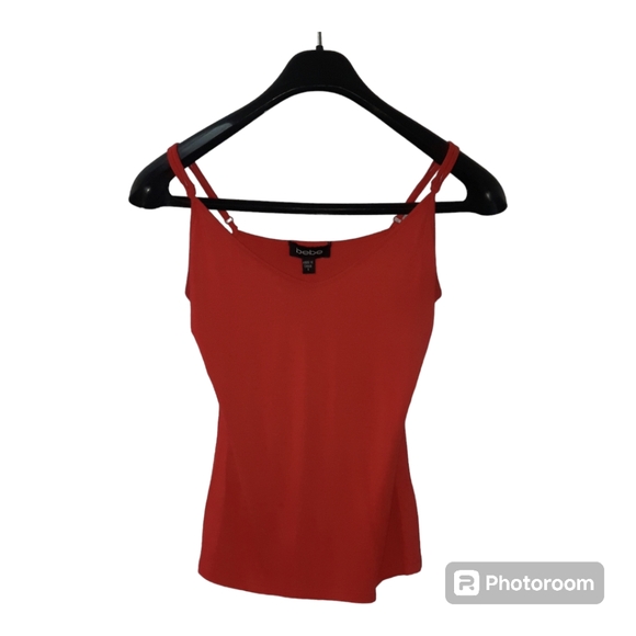 bebe Tie Front Shirt Blouse and Tank - Red Button Up 2 Piece  - Women's Size S - Picture 3 of 5